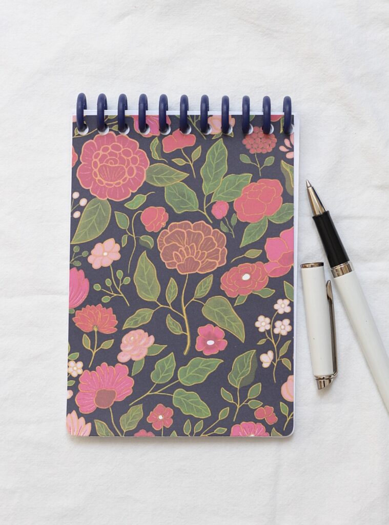 Carnet Hue fleurs roses