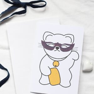Carte double maneki neko bal masqué