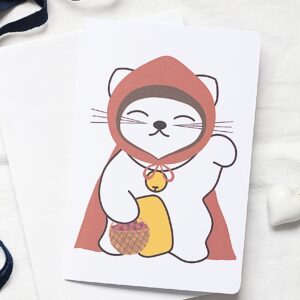 Carte double maneki neko chaperon rouge
