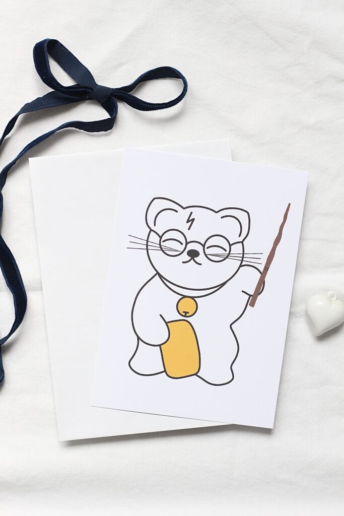Carte postale maneki neko Harry Potter