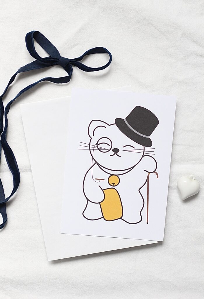 Carte postale maneki neko dandy