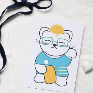 Carte postale maneki neko geek