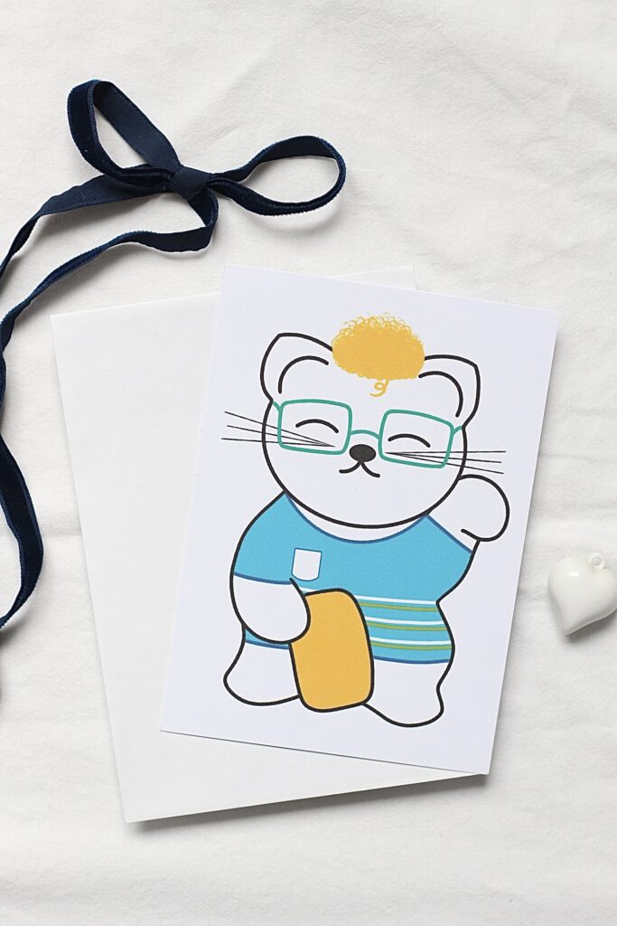 Carte postale maneki neko geek