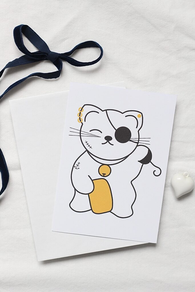 Carte postale maneki neko pirate