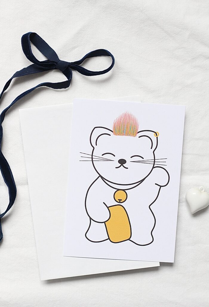 Carte postale maneki neko rocker