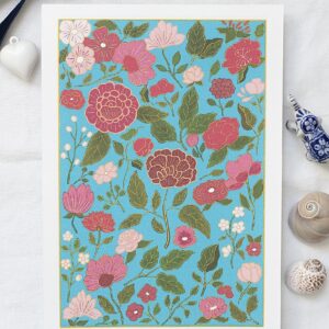 Illustration Hanoi fleurs roses