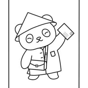 Coloriage panda facteur