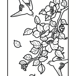 Coloriage oiseaux de printemps