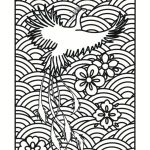Coloriage phoenix et seigaiha