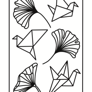 Coloriage gingko et origami