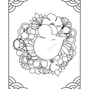 Coloriage rat et fleurs