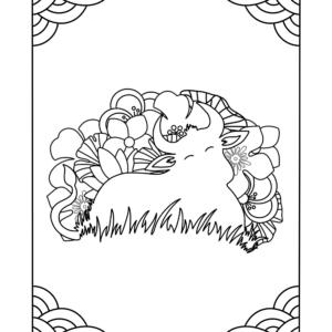 Coloriage buffle et fleurs