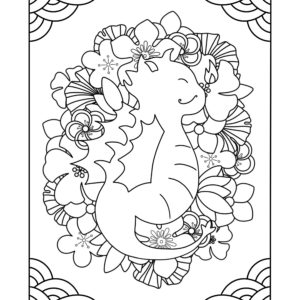 Coloriage dragon et fleurs