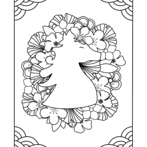 Coloriage cheval et fleurs