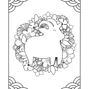 Coloriage chèvre et fleurs