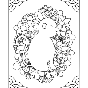Coloriage singe et fleurs