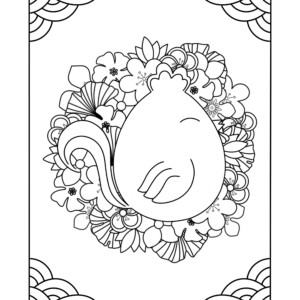 Coloriage coq et fleurs