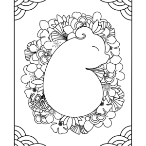 Coloriage cochon et fleurs