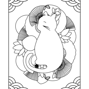 Coloriage chat et éventails