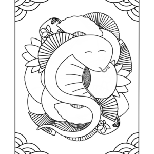 Coloriage serpent et éventails