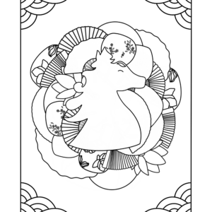Coloriage cheval et éventails