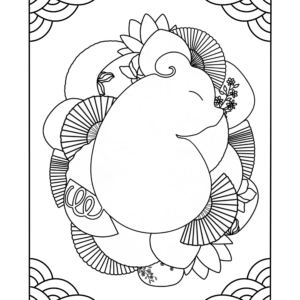 Coloriage zodiaque cochon et éventails